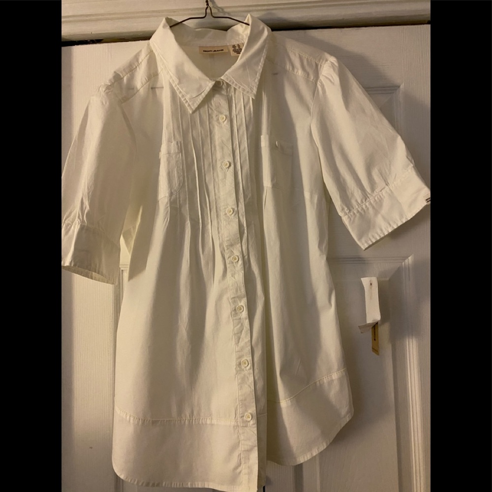 DKNY JEANS white blouse size XL